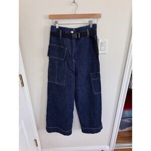 Kenzo Paris Women's Wide Leg Cargo Jeans Pockets With Belt Utility  Size 4